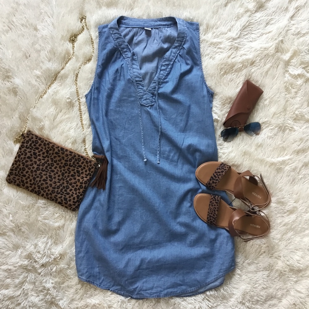 Cute chambray denim tank dress